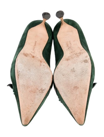 Manolo Blahnik Suede Leather Trim Embellishment Pumps