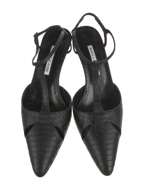 Manolo Blahnik Snakeskin T-Strap Pumps