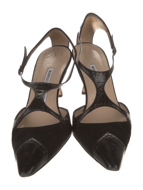 Manolo Blahnik Suede T-Strap Sandals