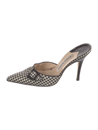 Manolo Blahnik Houndstooth Print Mules