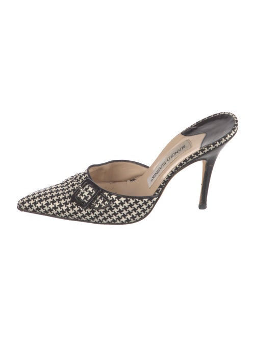 Manolo Blahnik Houndstooth Print Mules