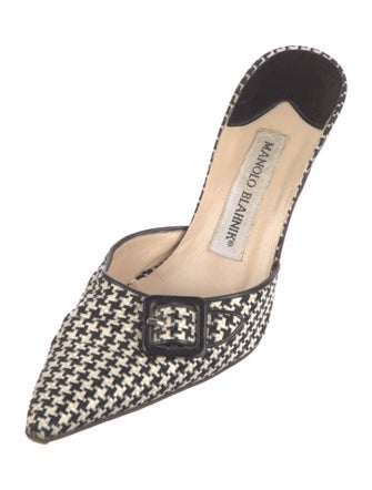 Manolo Blahnik Houndstooth Print Mules
