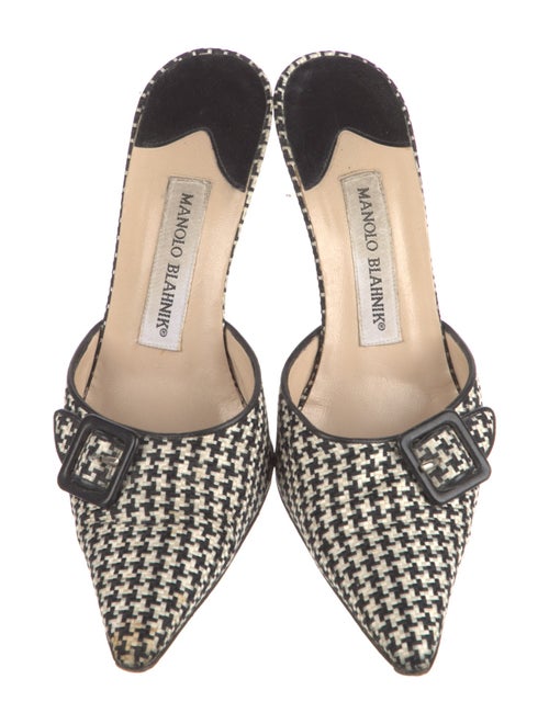 Manolo Blahnik Houndstooth Print Mules
