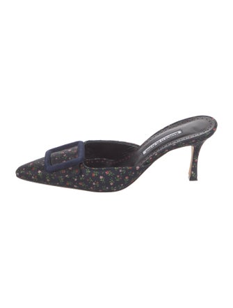 Manolo Blahnik Canvas Floral Print Mules