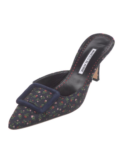 Manolo Blahnik Canvas Floral Print Mules