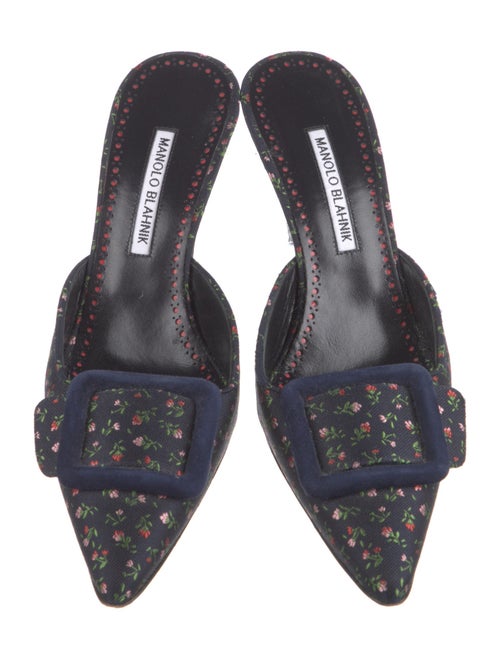 Manolo Blahnik Canvas Floral Print Mules