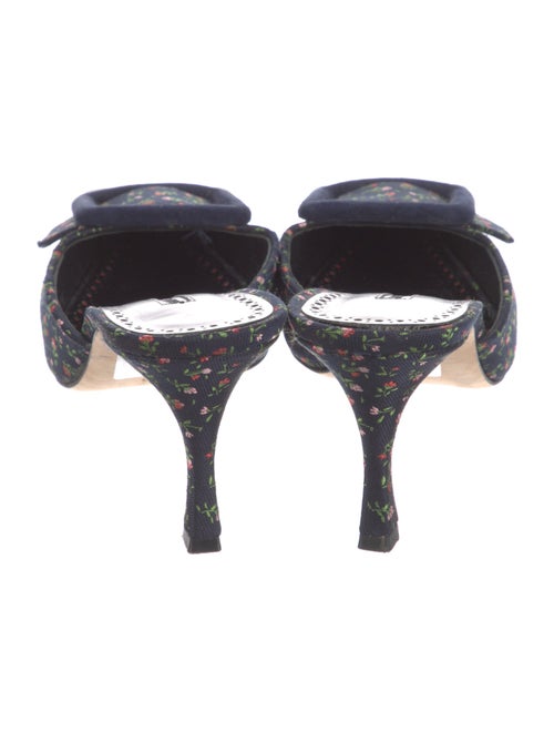 Manolo Blahnik Canvas Floral Print Mules