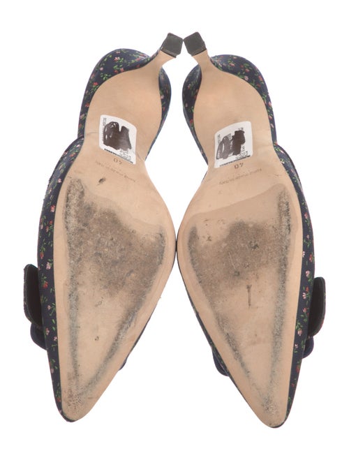 Manolo Blahnik Canvas Floral Print Mules