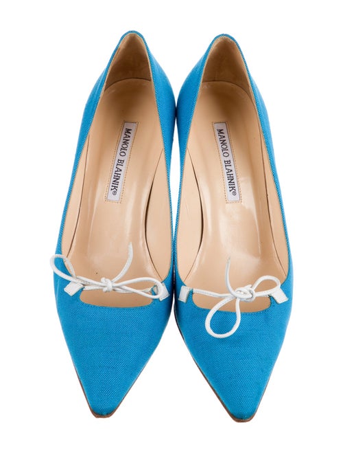 Manolo Blahnik Canvas Bow Accents Pumps