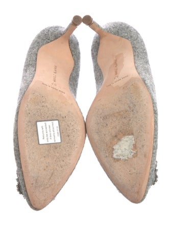 Manolo Blahnik Wool Crystal Embellishments Pumps