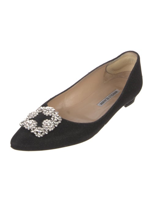 Manolo Blahnik Satin Crystal Embellishments Flats