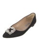 Manolo Blahnik Satin Crystal Embellishments Flats