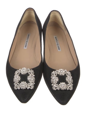 Manolo Blahnik Satin Crystal Embellishments Flats