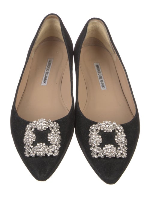 Manolo Blahnik Satin Crystal Embellishments Flats