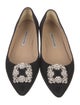 Manolo Blahnik Satin Crystal Embellishments Flats