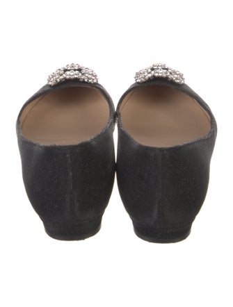 Manolo Blahnik Satin Crystal Embellishments Flats