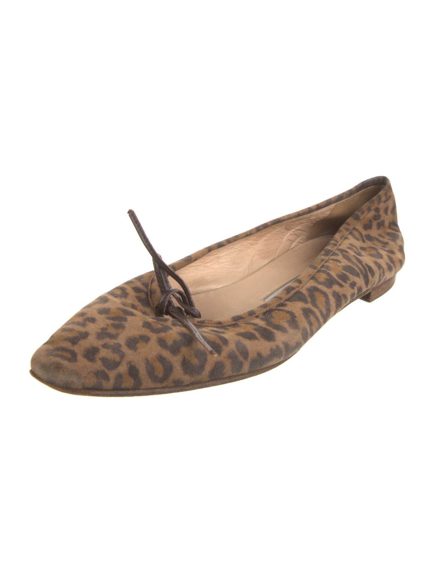 Manolo Blahnik Suede Animal Print Ballet Flats