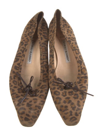Manolo Blahnik Suede Animal Print Ballet Flats