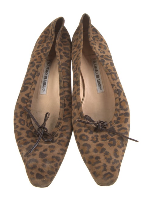 Manolo Blahnik Suede Animal Print Ballet Flats