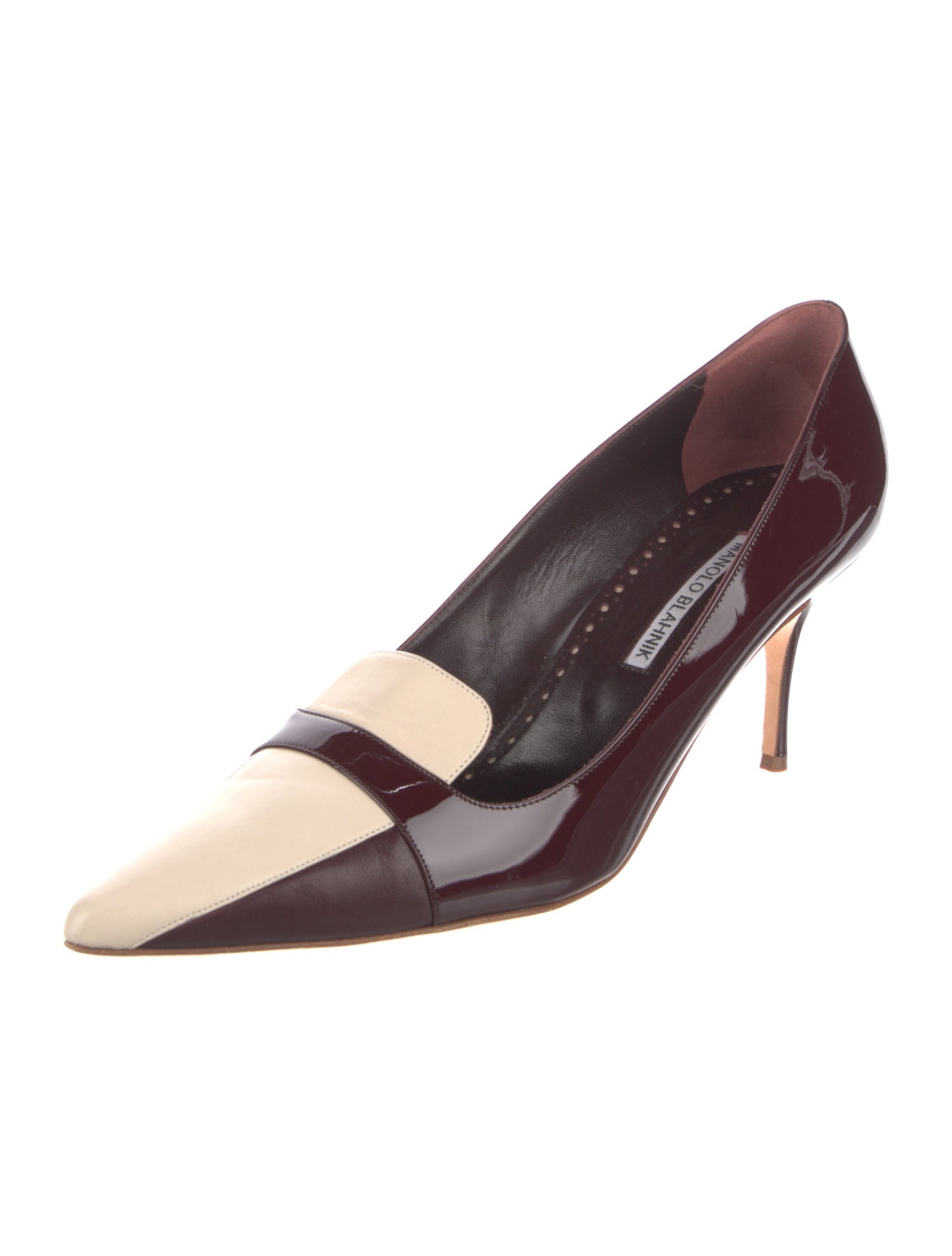 Manolo Blahnik Patent Leather Colorblock Pattern Pumps