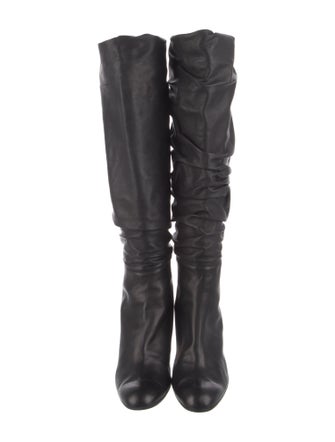 Manolo Blahnik Leather Slouch Boots