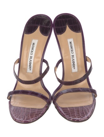 Manolo Blahnik Alligator Animal Print Slides