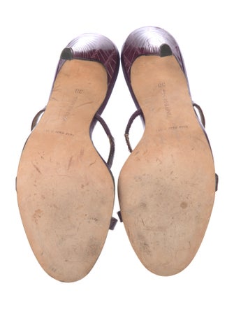 Manolo Blahnik Alligator Animal Print Slides