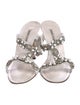 Manolo Blahnik Leather Crystal Embellishments Slides