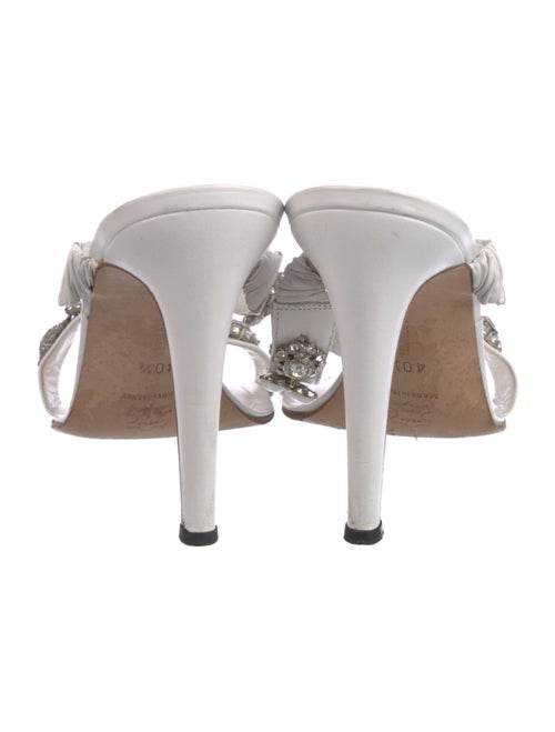 Manolo Blahnik Leather Crystal Embellishments Slides