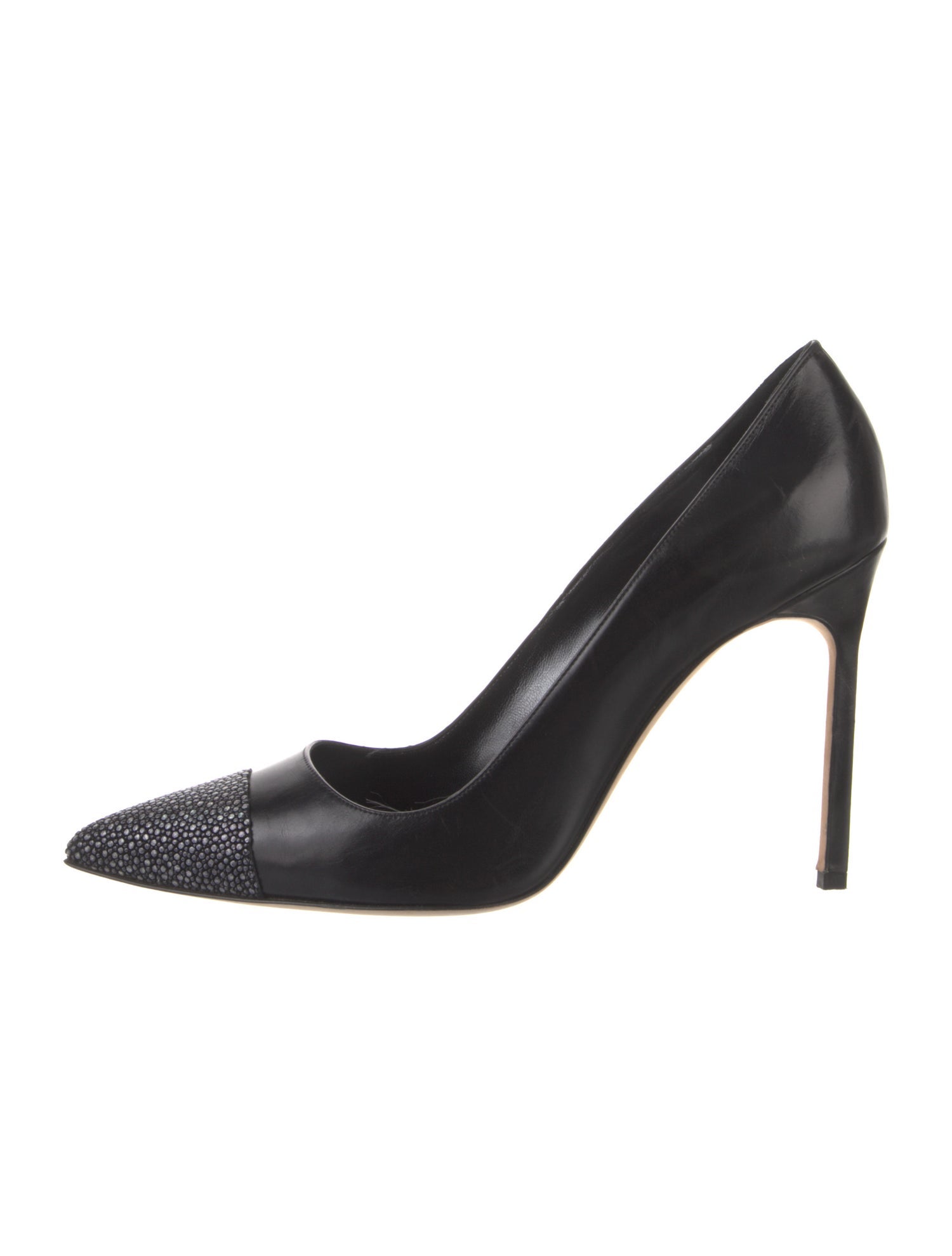 Manolo Blahnik Leather Crystal Embellishments Pumps