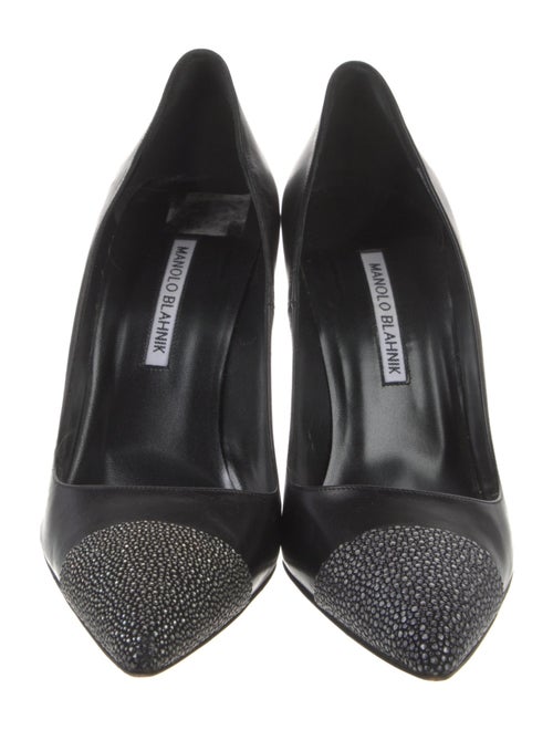 Manolo Blahnik Leather Crystal Embellishments Pumps