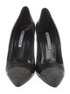 Manolo Blahnik Leather Crystal Embellishments Pumps