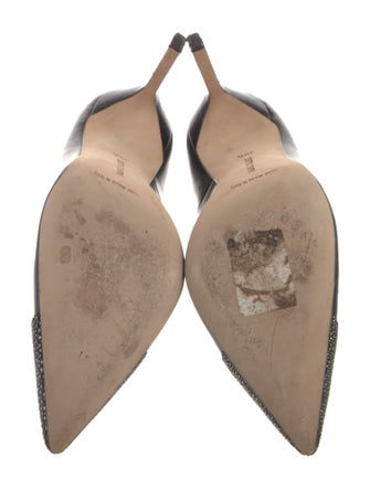 Manolo Blahnik Leather Crystal Embellishments Pumps