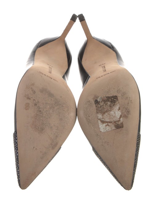 Manolo Blahnik Leather Crystal Embellishments Pumps