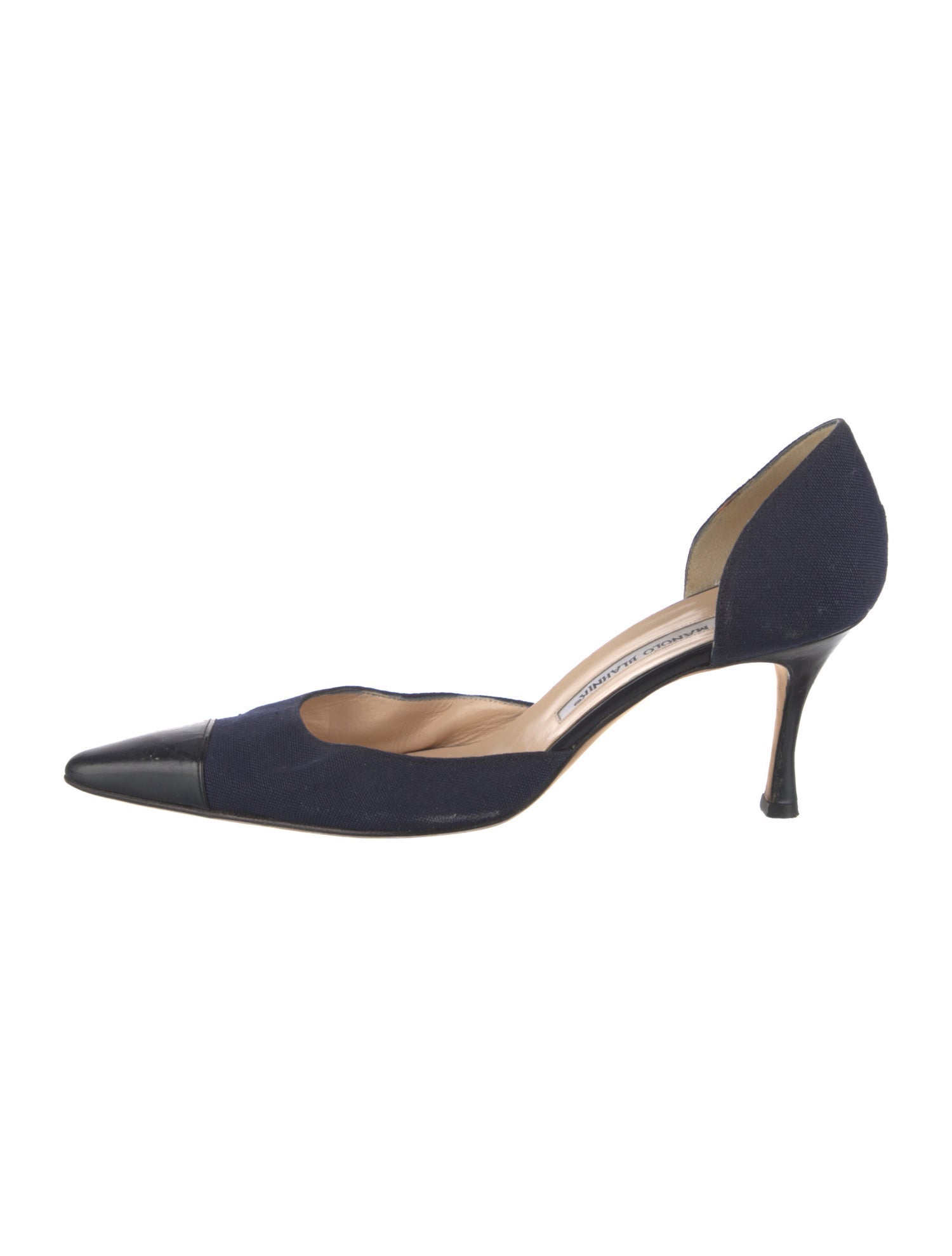 Manolo Blahnik Canvas D'Orsay Pumps