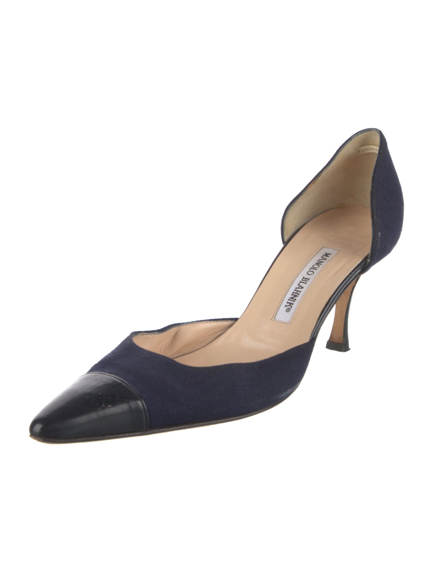 Manolo Blahnik Canvas D'Orsay Pumps