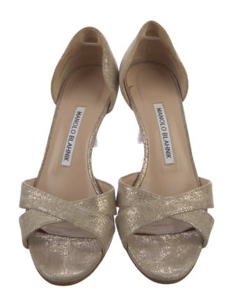 Manolo Blahnik Suede Crystal Embellishments D'Orsay Pumps