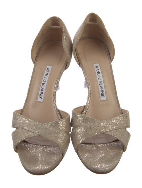 Manolo Blahnik Suede Crystal Embellishments D'Orsay Pumps