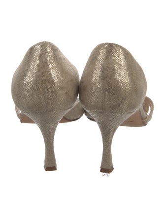 Manolo Blahnik Suede Crystal Embellishments D'Orsay Pumps