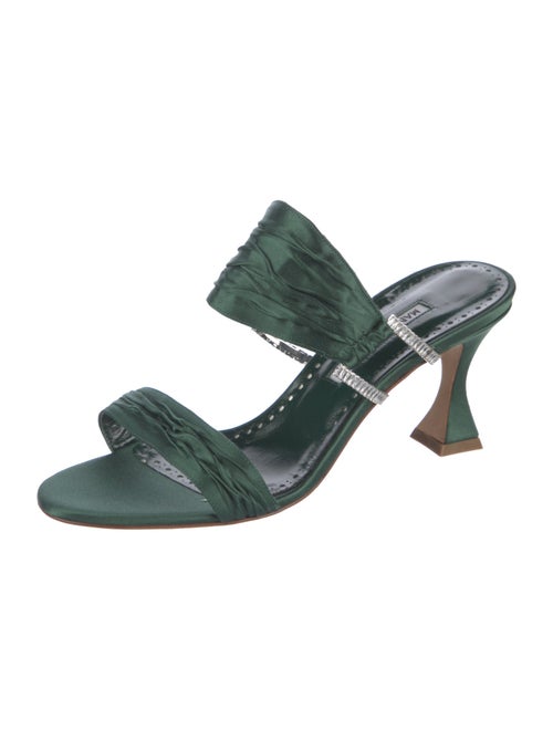 Manolo Blahnik Satin Crystal Embellishments Slides
