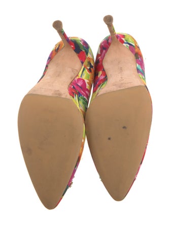 Manolo Blahnik Floral Print Crystal Embellishments Pumps