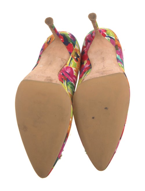 Manolo Blahnik Floral Print Crystal Embellishments Pumps