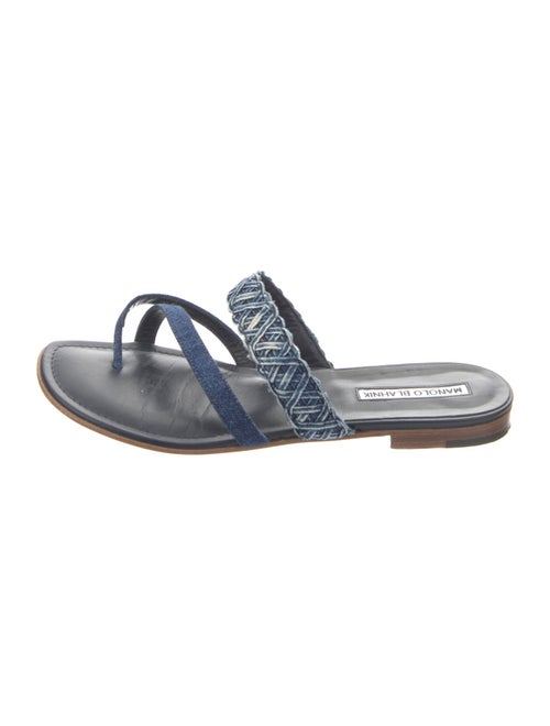 Manolo Blahnik Denim Slides
