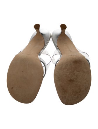 Manolo Blahnik Leather Crystal Embellishments Slides