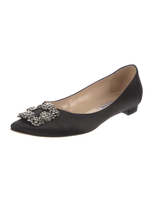 Manolo Blahnik Satin Crystal Embellishments Flats