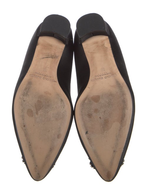 Manolo Blahnik Satin Crystal Embellishments Flats