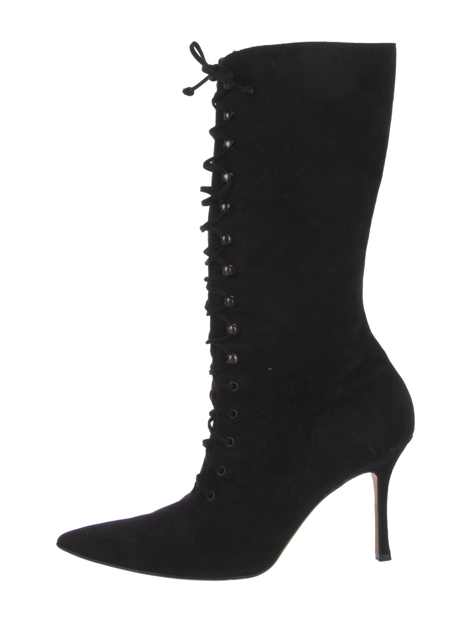 Manolo Blahnik Suede Lace-Up Boots