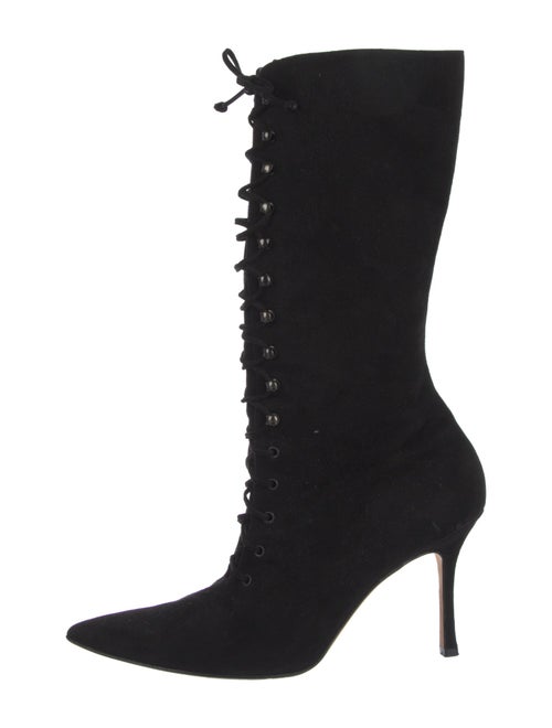 Manolo Blahnik Suede Lace-Up Boots