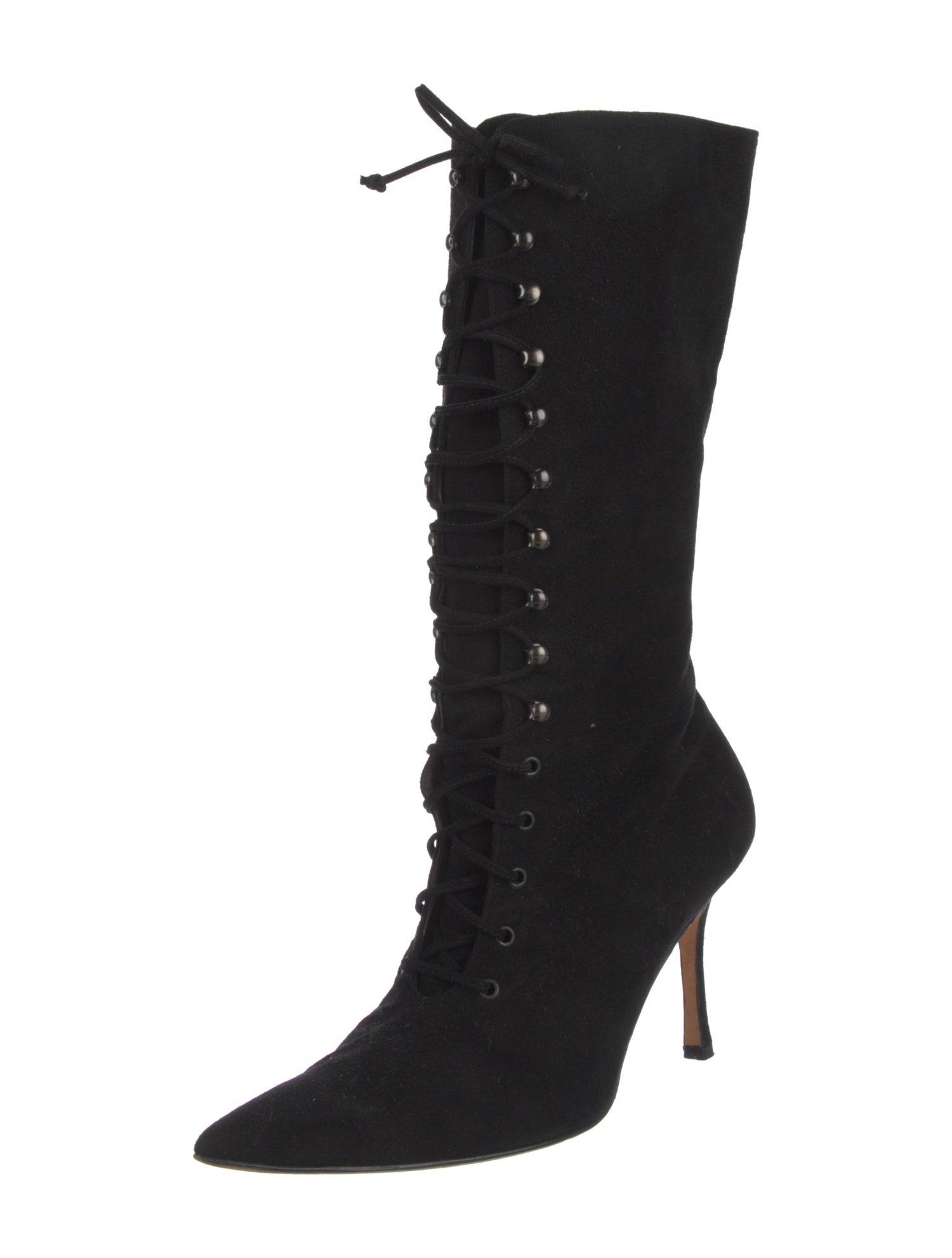 Manolo Blahnik Suede Lace-Up Boots
