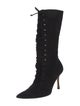 Manolo Blahnik Suede Lace-Up Boots